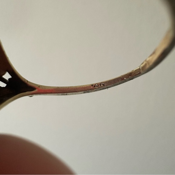 ♥️SOLD 14k yellow gold antique art deco ring filigree size 8 rose de France ame - Picture 6 of 7